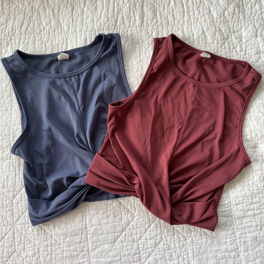 Bundle of two 90 Degree By Reflex Twist Knot Tank Tops - Blue and Burgundy